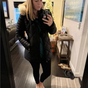 Marc New York Quilted Black Puffer with Cream Hood